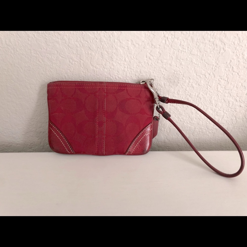 Coach Corner Zip Wristlet- Red